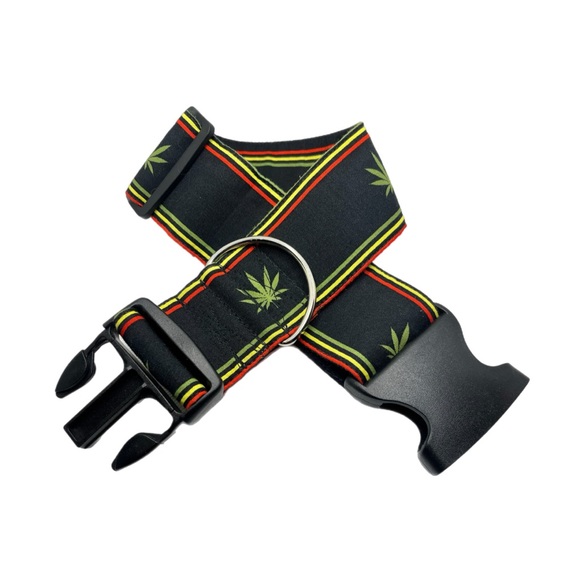 2” Black Cannabis Dog Collar - Picture 3 of 8